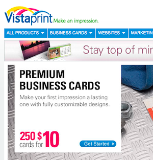 Vistaprint business card stock options