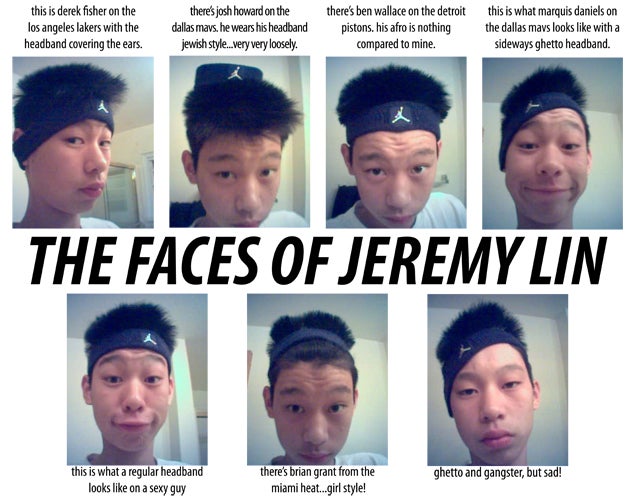 On His Blog, 15-Year-Old Jeremy Lin Imitated The Headband Fashions Of NBA Players, Including Derek Fisher And Ben Wallace