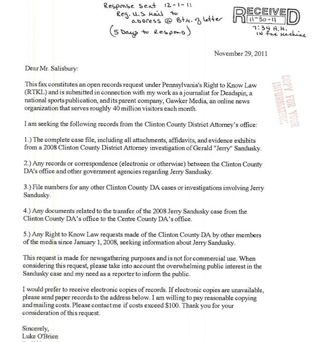 How Our Jerry Sandusky Public Records Request Created A Quantum Singularity, Or Something