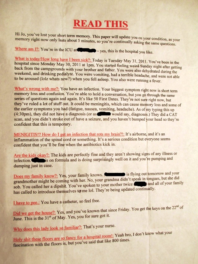 Pal's Hilarious 'Cheat Sheet' for Buddy with Severe Short-Term Memory Loss a Great Reminder That Good Friends Are Hard to Find