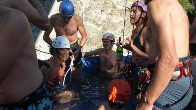Crazy Swiss Swingers Suspend Hot Tub from Bridge