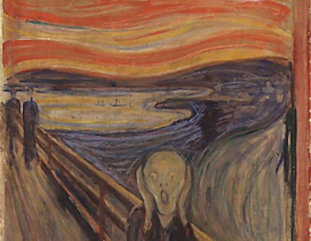 Does The Scream depict a real-life volcano explosion?