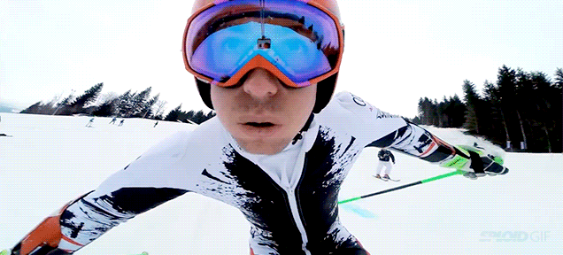 The funny faces of professional skiers when they&#39;re racing down a slope
