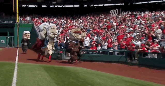 Easter Bunny Ambushes Racing Presidents At Nationals Game