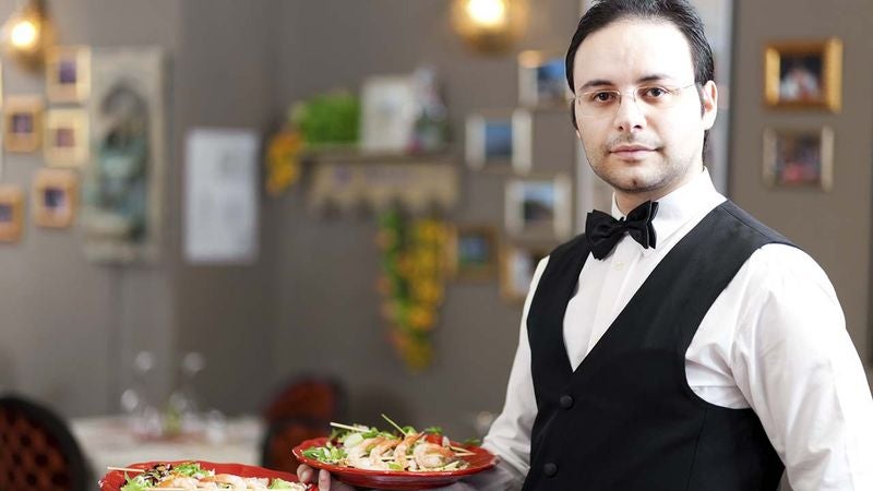 Customer makes blowjob waiter bill fan pic