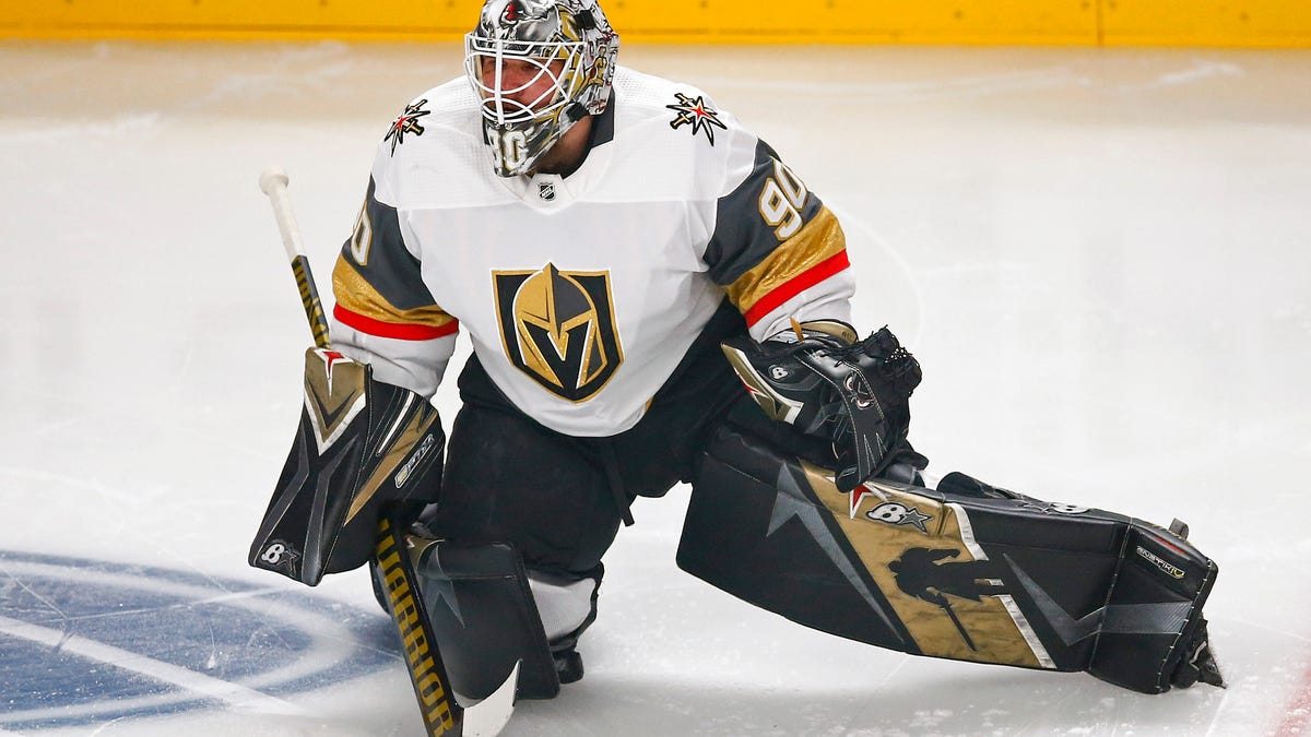 Robin Lehner has big shoes to fill with the Golden Knights, but his feet look about the right size 1 Robin Lehner has big shoes to fill with the Golden Knights, but his feet look about the right size