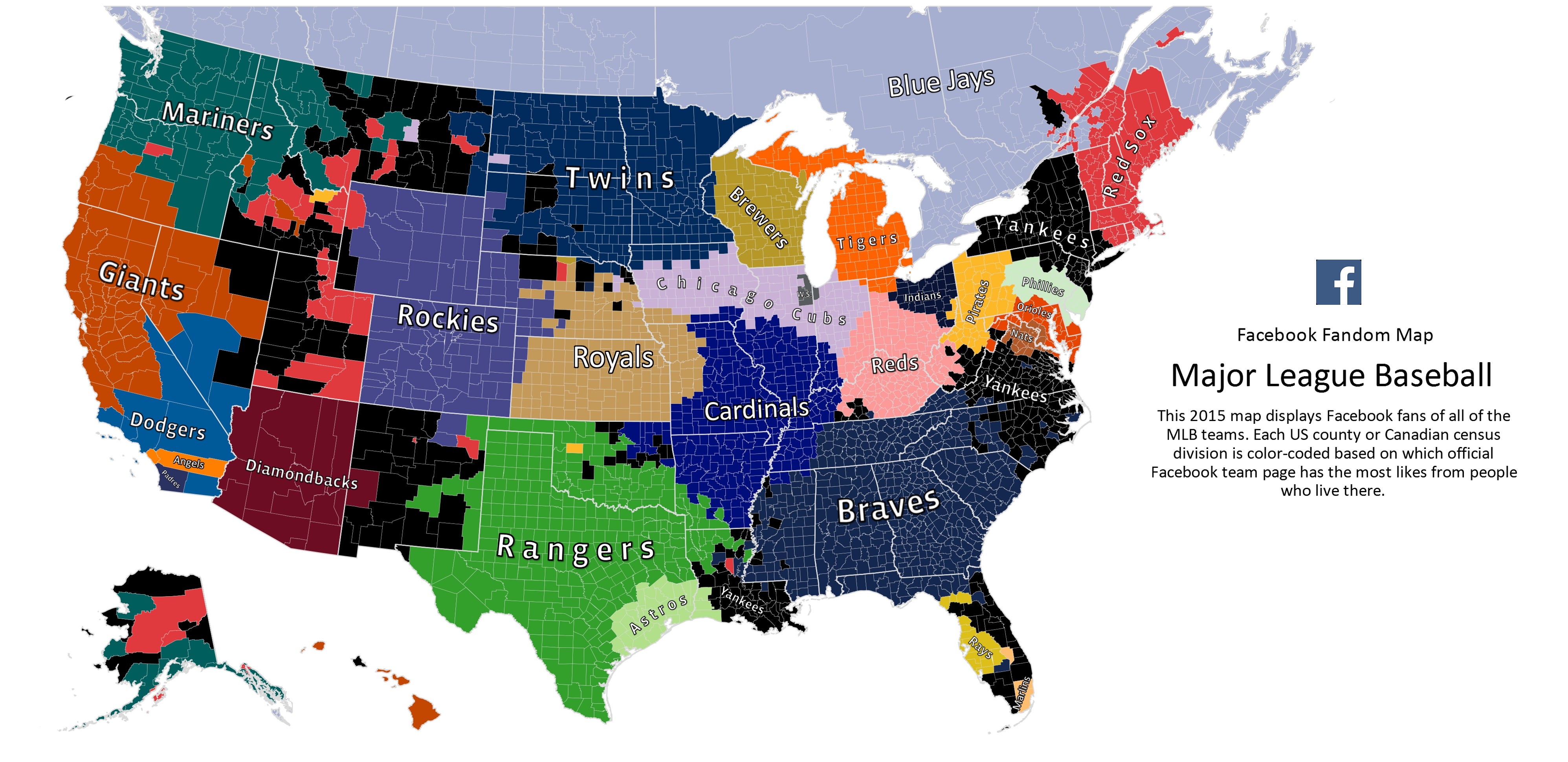 Iowa is a Cubs state, according to Facebook