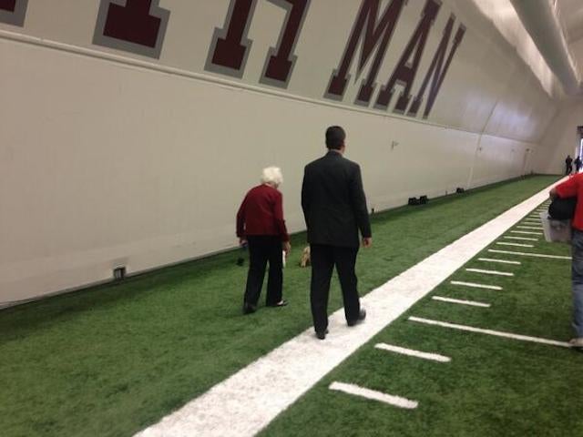 Barbara Bush, Shuffling Along At Johnny Manziel's Pro Day