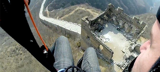 I want to glide down the Great Wall of China like this guy