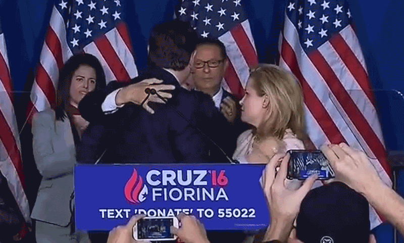Failed Candidate Ted Cruz Elbows Wife in Face