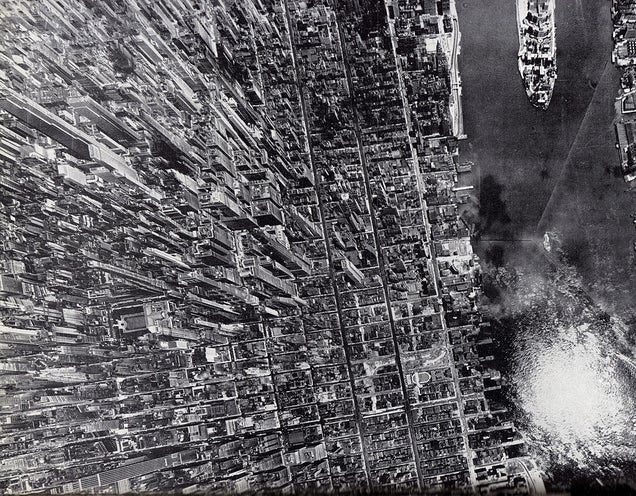 Spectacular aerial view of Manhattan in 1944