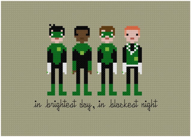 Embroidered samplers put scifi heroes in stitches