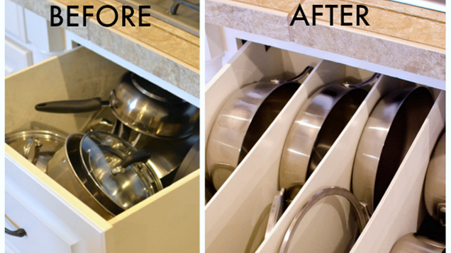 Organize Pots and Pans with DIY Drawer Panels