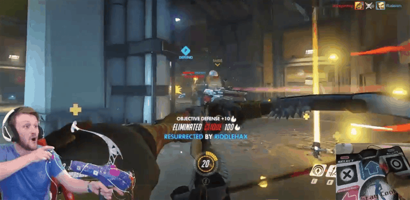Guy Plays Overwatch Using Bow As Controller
