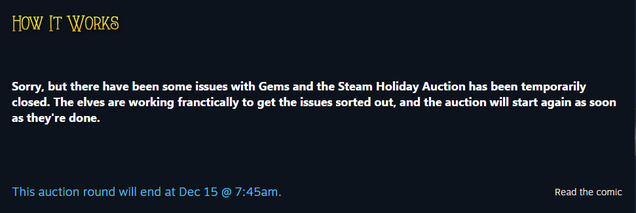 Steam Holiday Auction Shuts Down After Gem Exploits Spread (UPDATE)