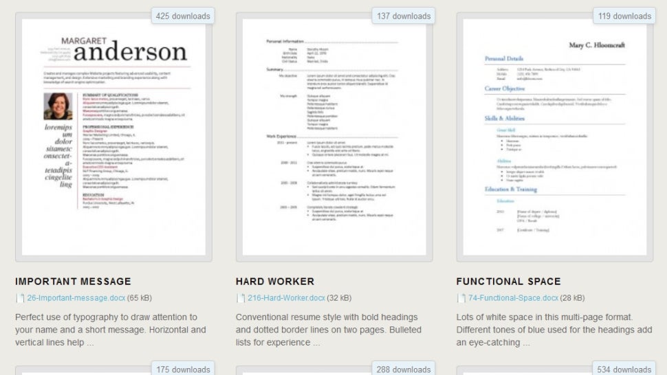 download 275 free resume templates for microsoft word