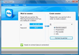 TeamViewer—like LogMeIn—offers free and paid accounts for remote controlling any PC. Unlike LogMeIn, TeamViewer is free for all non-commercial users.