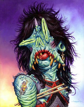The Monsters of Rock, painted as literal monsters