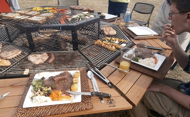 Everyone's the Grillmaster At this BBQ Picnic Table