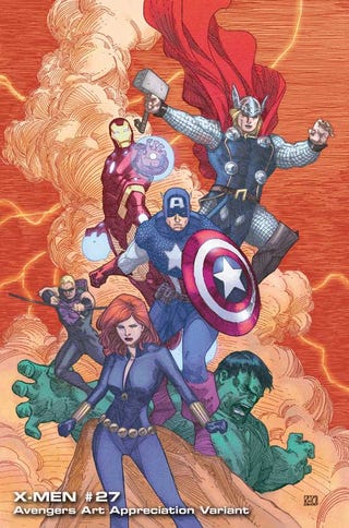 Avengers fine art covers present The Hulk à la Michelangelo and Al Hirschfeld