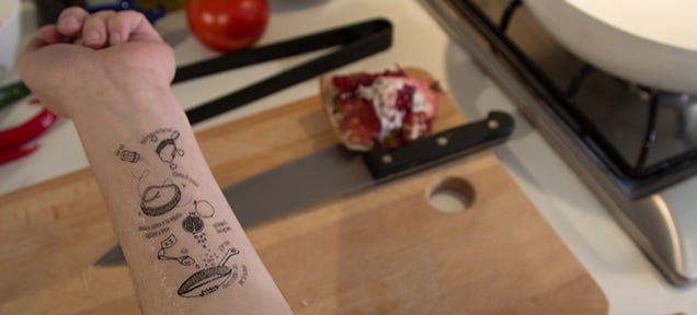 Keep Your Cookbooks Clean With a Temporary Recipe Tattoo on Your Arm