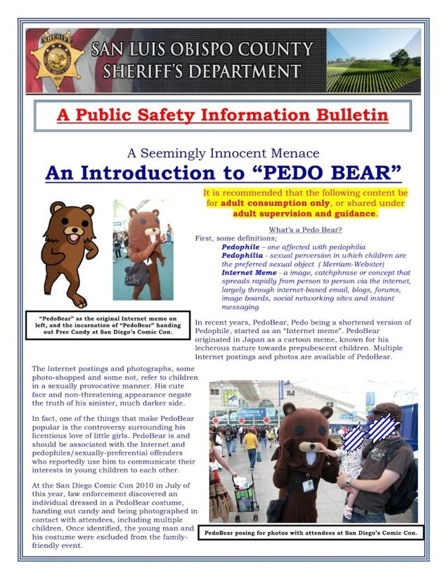 Stupid California Police Warn Parents of Pedobear, the 'Pedophile Mascot' (Updated)