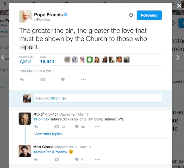 The Pope's Twitter Mentions Are a Living Hell