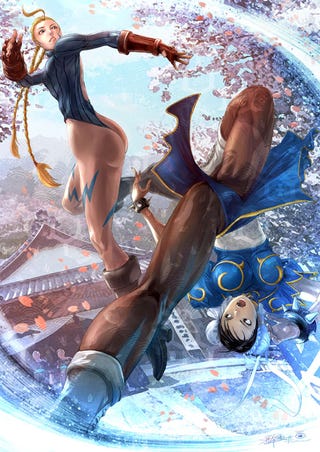 Cammy vs. Chun-li (or Cannon Spike vs. Spinning Bird Kick)