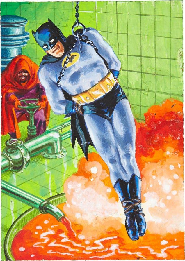 The Dark Knight rides a shark in bondage-crazy 1960s Batman art