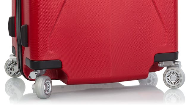 luggage with recessed wheels