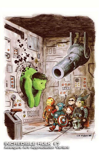 Avengers fine art covers present The Hulk à la Michelangelo and Al Hirschfeld