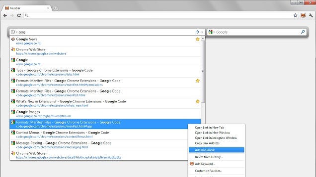 Fauxbar Brings Firefox's "Awesome Bar" to Chrome