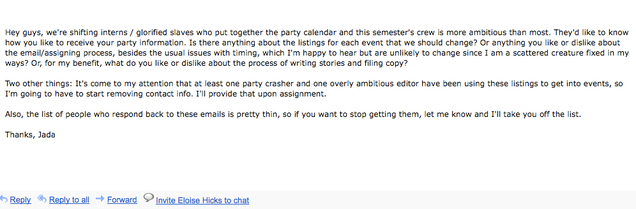 New York's E-Mail to Certain Staffers: Behave, OK?