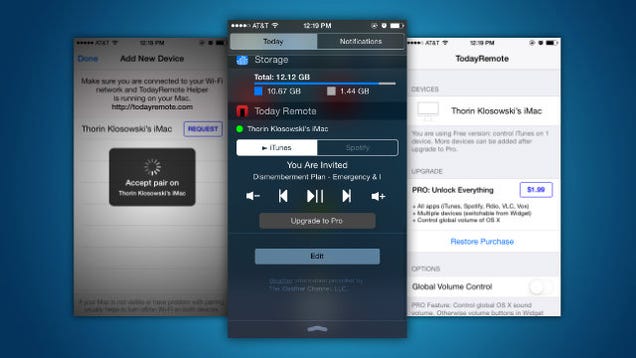 TodayRemote Controls Your Mac's Music from the iOS Notification Center