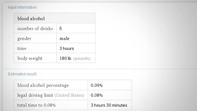 Estimate Your Blood Alcohol Content with Wolfram Alpha