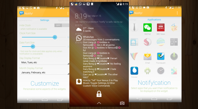 Notify! Shows Notifications From Select Apps on Home and Lock Screen