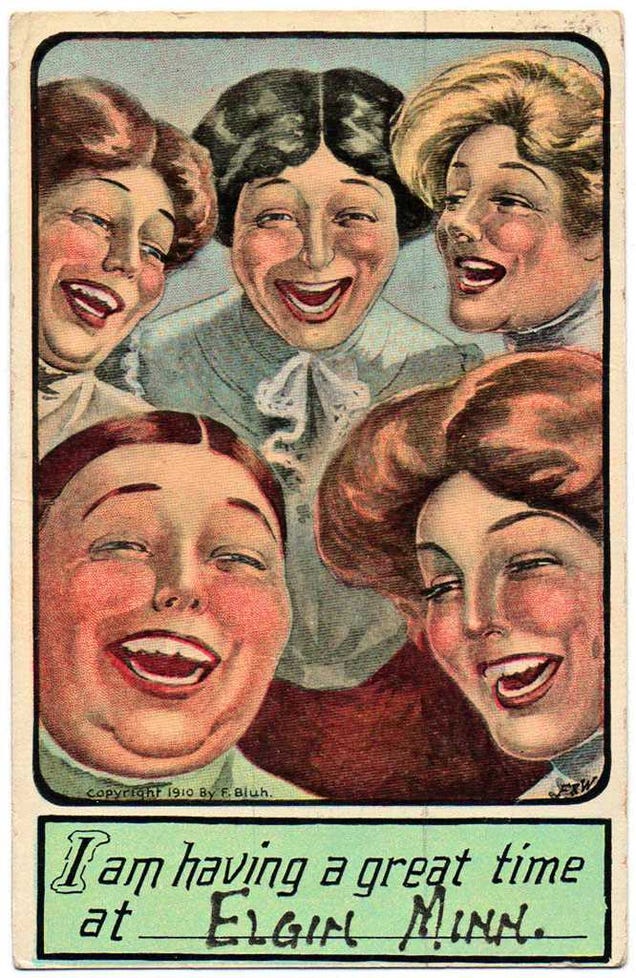 These vintage postcards would nowadays pass for threats by mail