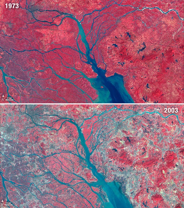 Witness decades of urban growth as photographed from space