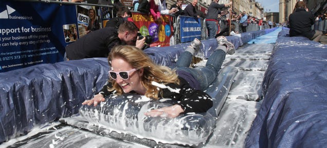 This Is What Happens When You Turn a Street Into a Slip 'n Slide