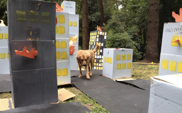Adorable kaiju birthday party has five-year-olds smashing a cardboard city