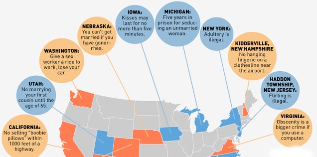 A Map of the Weirdest Sex Laws in the United States