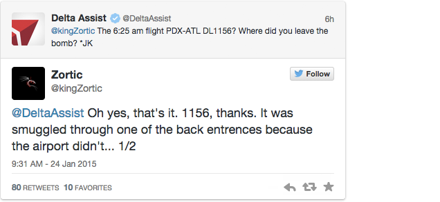 Twitter Troll Grounds Two Planes with Bomb Threat