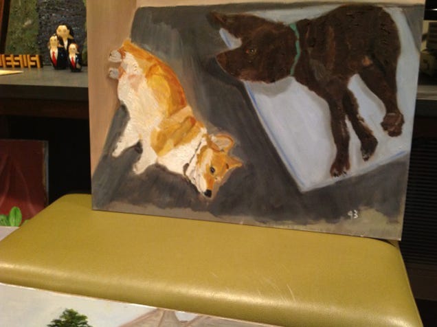 A Watermelon, a Golf Course, a Horse, and Monstrous Dogs: 12 New Paintings from George W. Bush