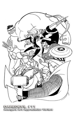 Avengers fine art covers present The Hulk à la Michelangelo and Al Hirschfeld
