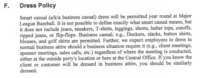 Employee dress code policy