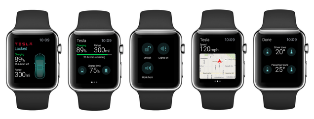 ​Here's How A Tesla App Would Work On The Apple Watch 