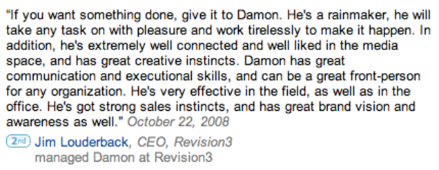 LinkedIn recommendation = you're fired