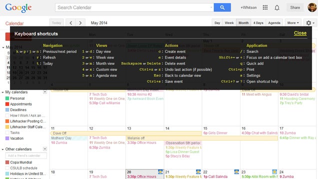 Reminder: Google Calendar Has Keyboard Shortcuts, Too