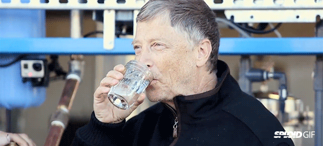 Bill Gates shows us the future drinking a glass of water made from poop