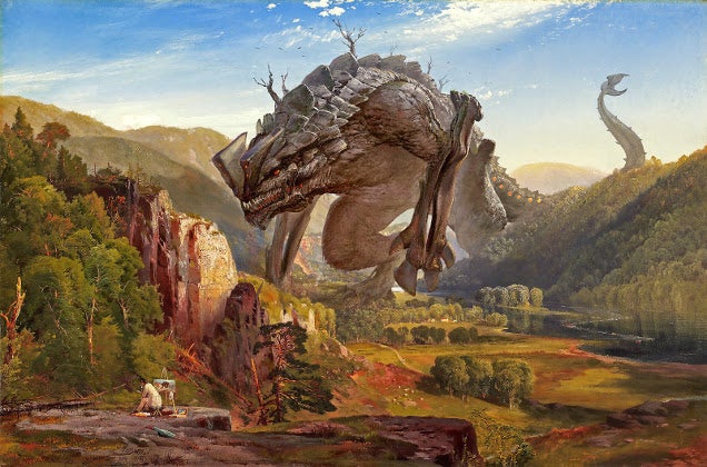 Mashup art puts Kaiju into classical paintings